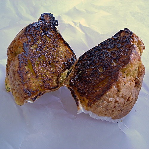 A lemon poppyseed muffin - GRILLED