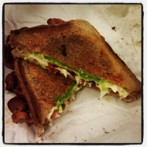 Grilled cheese with bacon and avocado from Mulligans on Canal Street