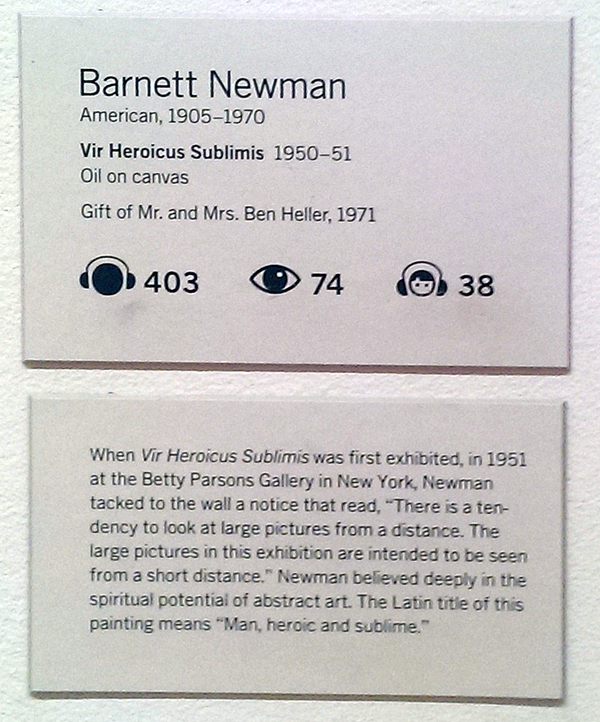 MoMA wall text next to Barnett Newman's Vir Heroicus Sublimis